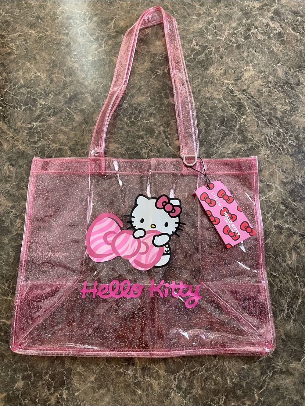 Hello Kitty Clear Pink Glitter Tote Bag